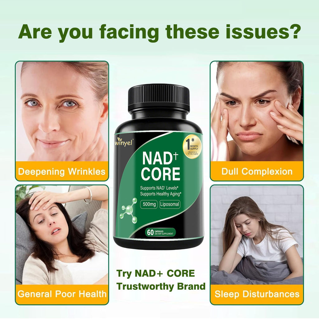 60 Capsules Of High - concentration Liposomal NAD Enhancer - Energy, Focus, And Healthy Aging, Containing Nicotinamide Riboside, Resveratrol, And Rutin - High - quality, High - purity Formula - VIRALCORE HEALTH