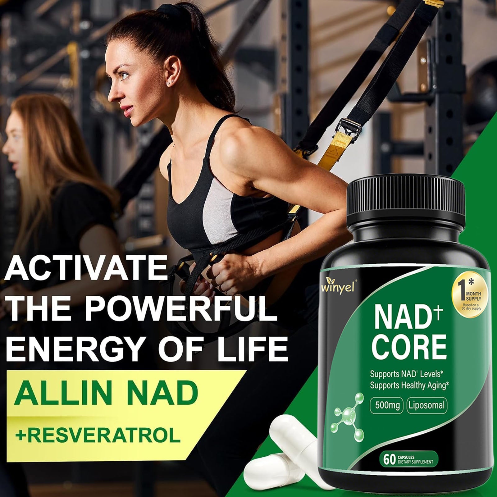 60 Capsules Of High - concentration Liposomal NAD Enhancer - Energy, Focus, And Healthy Aging, Containing Nicotinamide Riboside, Resveratrol, And Rutin - High - quality, High - purity Formula - VIRALCORE HEALTH