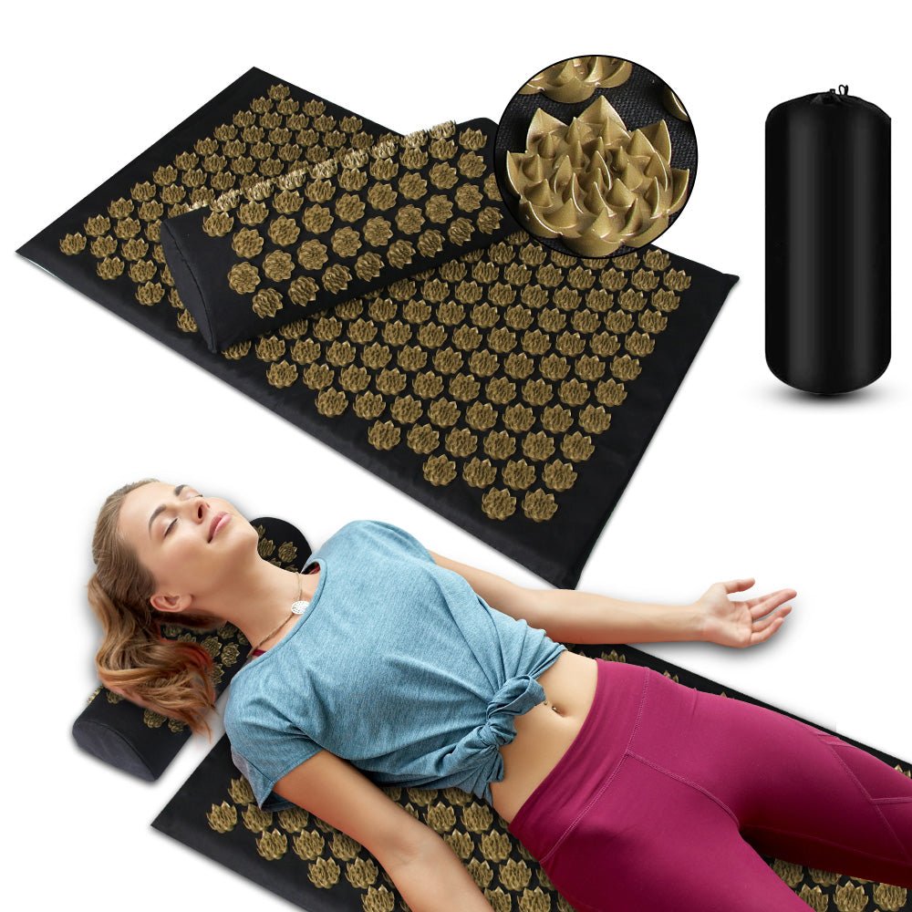 Acupressure Massage Mat With Needles Set Back Massager For Neck Foot Kuznetsov's Applicator Massage Pad Yoga Mat With Pillow - VIRALCORE HEALTH