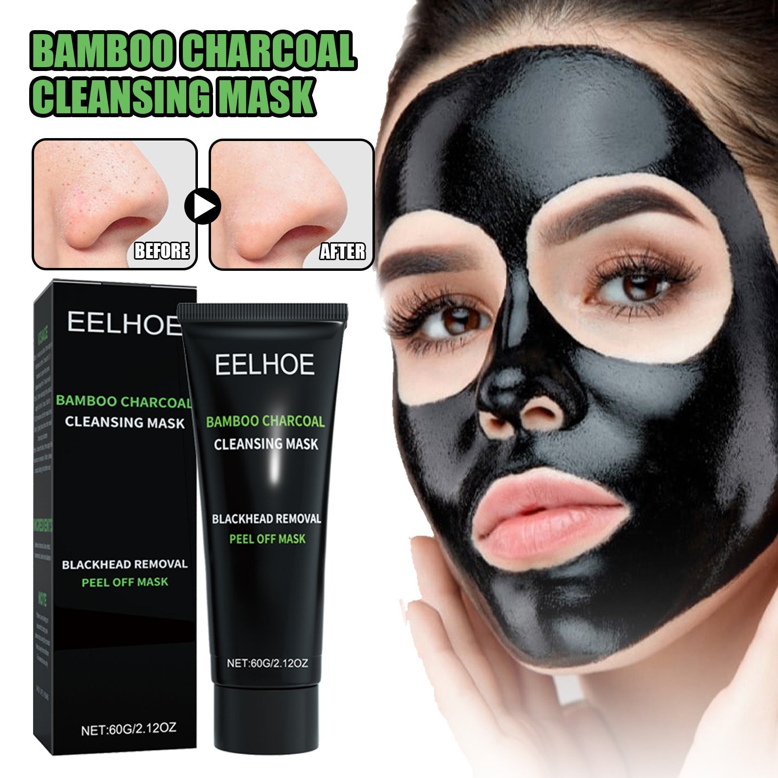 EELHOE Bamboo Charcoal Blackhead Removal Peel - Off Mask For Deep Pore Cleansing And T - Zone Oil Control - VIRALCORE HEALTH