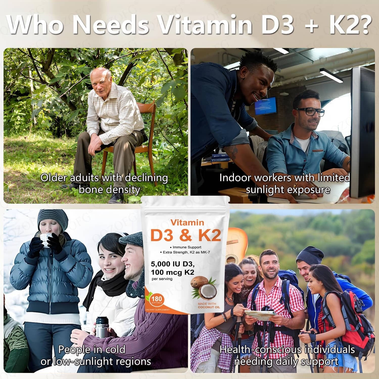 Hot Sales Vitamin D3k2 Softgels Immune & Heart Support With Coconut - VIRALCORE HEALTH