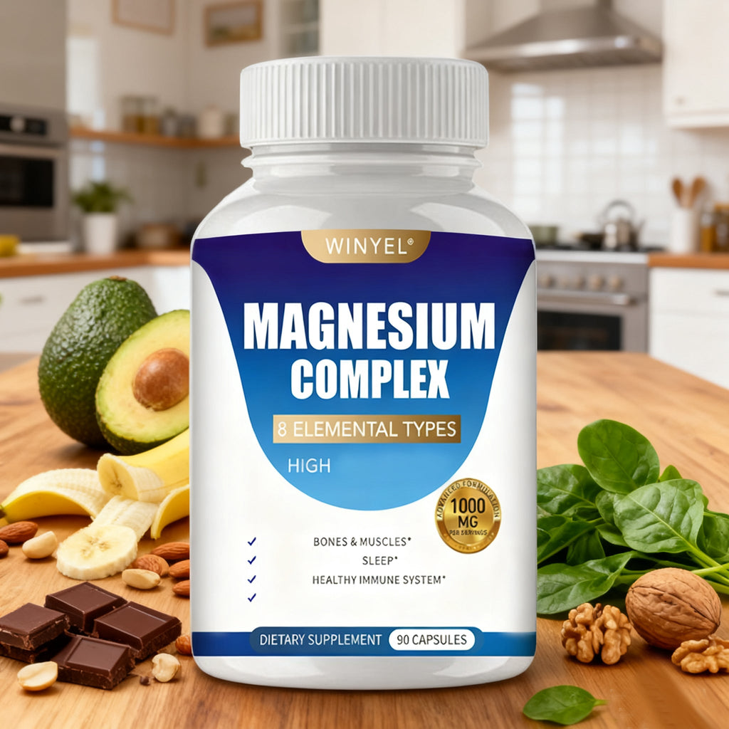 MAGNESIUM COMPLEX Wellness Capsules With Malate & Glycinate And 8 ELEMENTAL MAGNESIUM, Supports Health 90 Capsules, Dietary Supplement. - VIRALCORE HEALTH