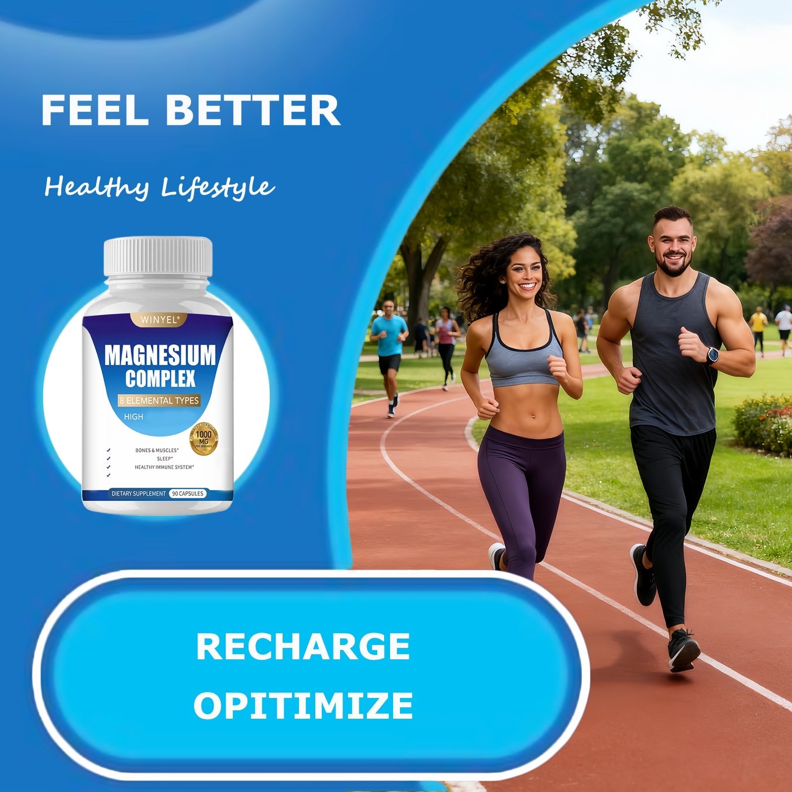 MAGNESIUM COMPLEX Wellness Capsules With Malate & Glycinate And 8 ELEMENTAL MAGNESIUM, Supports Health 90 Capsules, Dietary Supplement. - VIRALCORE HEALTH