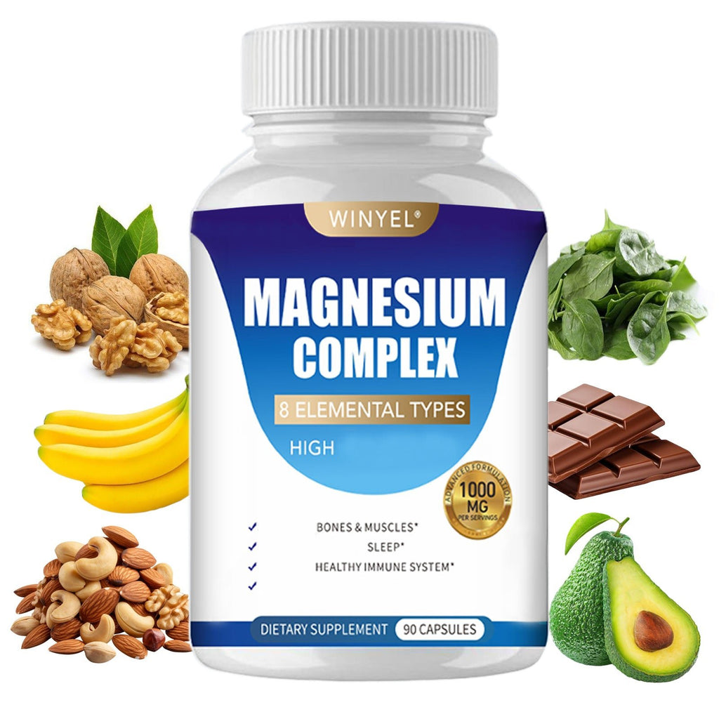 MAGNESIUM COMPLEX Wellness Capsules With Malate & Glycinate And 8 ELEMENTAL MAGNESIUM, Supports Health 90 Capsules, Dietary Supplement. - VIRALCORE HEALTH