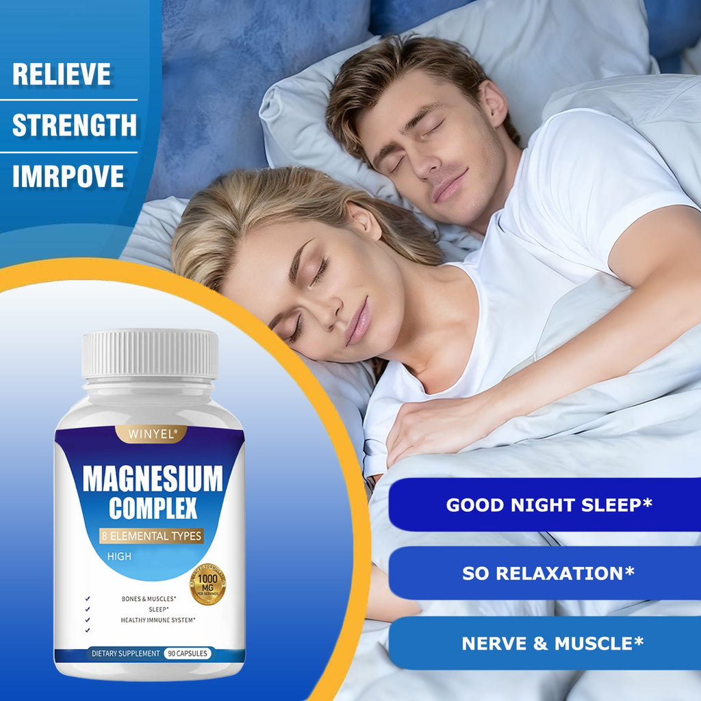 MAGNESIUM COMPLEX Wellness Capsules With Malate & Glycinate And 8 ELEMENTAL MAGNESIUM, Supports Health 90 Capsules, Dietary Supplement. - VIRALCORE HEALTH