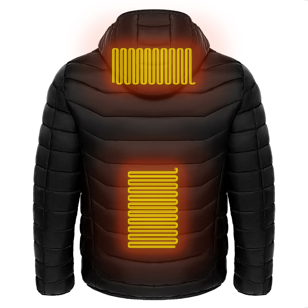 Men Heated Puffer Jacket Electric Heating Coat Insulated Hood Windbreaker 9Heat Zones - VIRALCORE HEALTH