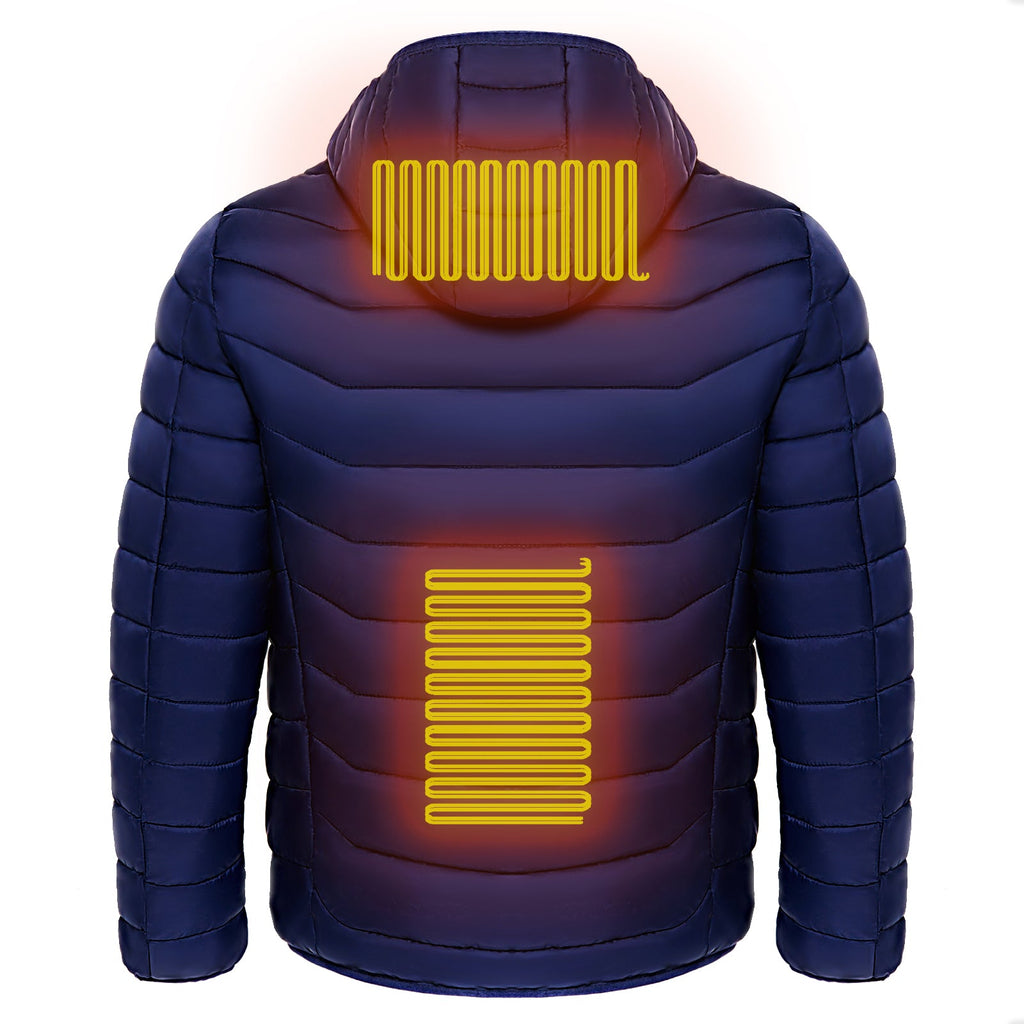 Men Heated Puffer Jacket Electric Heating Coat Insulated Hood Windbreaker 9Heat Zones - VIRALCORE HEALTH