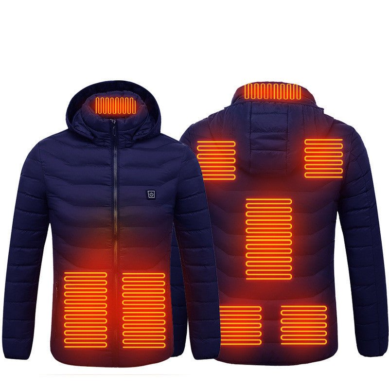 Men Heated Puffer Jacket Electric Heating Coat Insulated Hood Windbreaker 9Heat Zones - VIRALCORE HEALTH