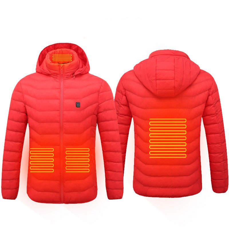 Men Heated Puffer Jacket Electric Heating Coat Insulated Hood Windbreaker 9Heat Zones - VIRALCORE HEALTH