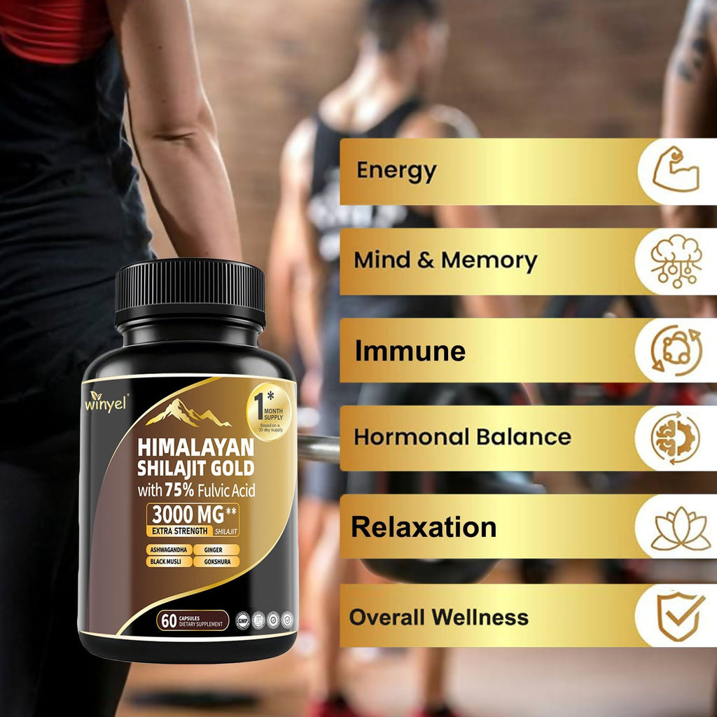 Shilajit Capsules, Ashwagandha, Gokshura, 85 Trace Minerals, High Potency Gold Grade Himalayan Shilajit Supplements, 60 Capsules For Women And Men - VIRALCORE HEALTH