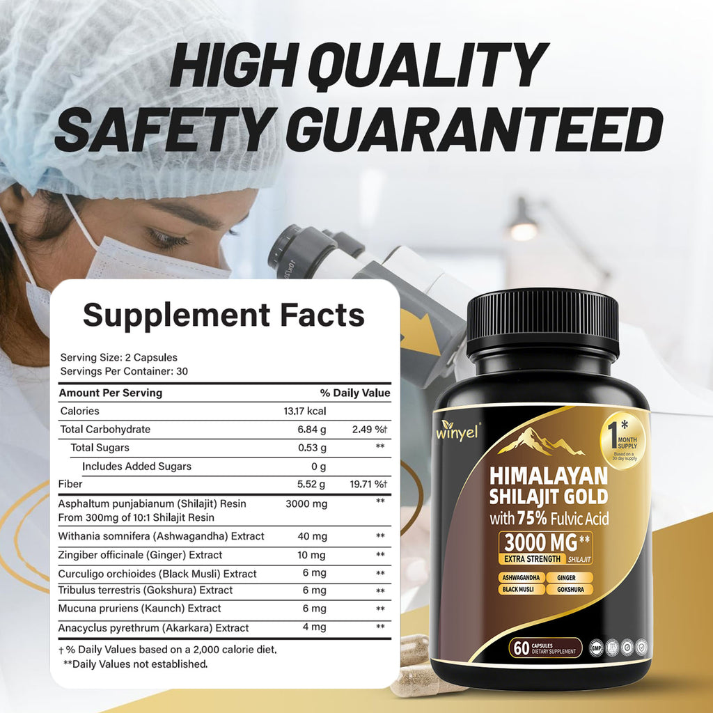 Shilajit Capsules, Ashwagandha, Gokshura, 85 Trace Minerals, High Potency Gold Grade Himalayan Shilajit Supplements, 60 Capsules For Women And Men - VIRALCORE HEALTH