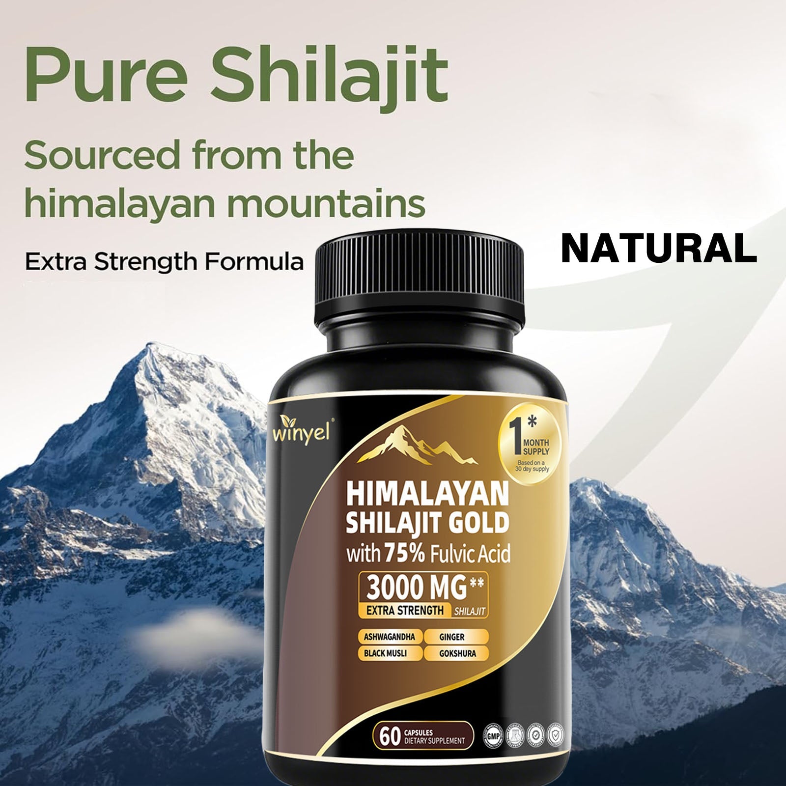 Shilajit Capsules, Ashwagandha, Gokshura, 85 Trace Minerals, High Potency Gold Grade Himalayan Shilajit Supplements, 60 Capsules For Women And Men - VIRALCORE HEALTH